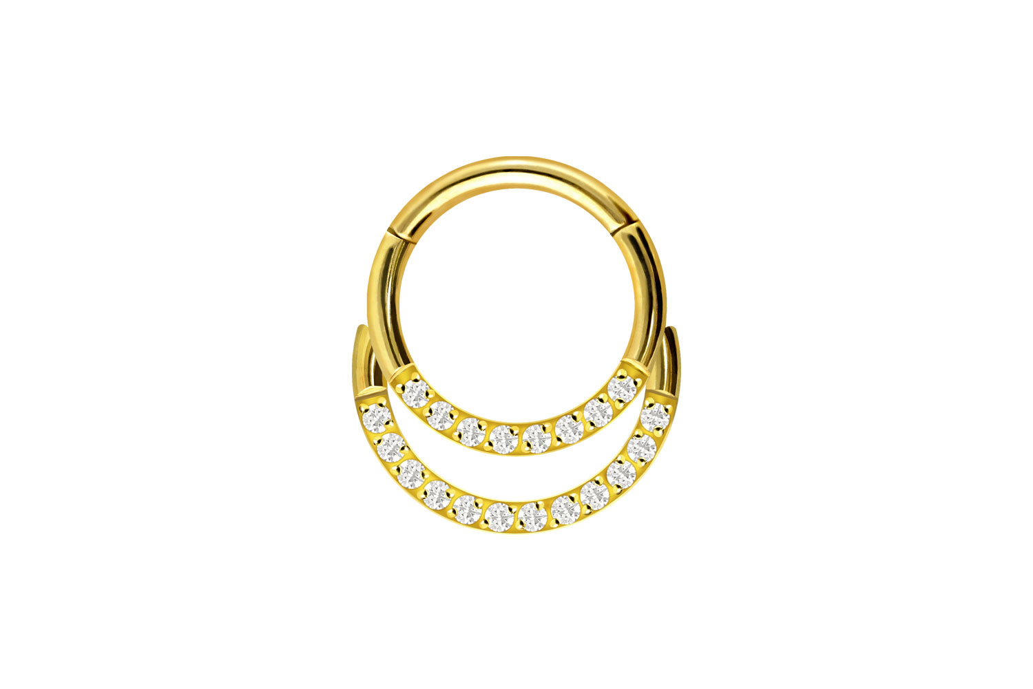 Chirurgenstahl Segmentring Clicker Piercing 2 RINGE + EINGEFASSTE KRISTALLE